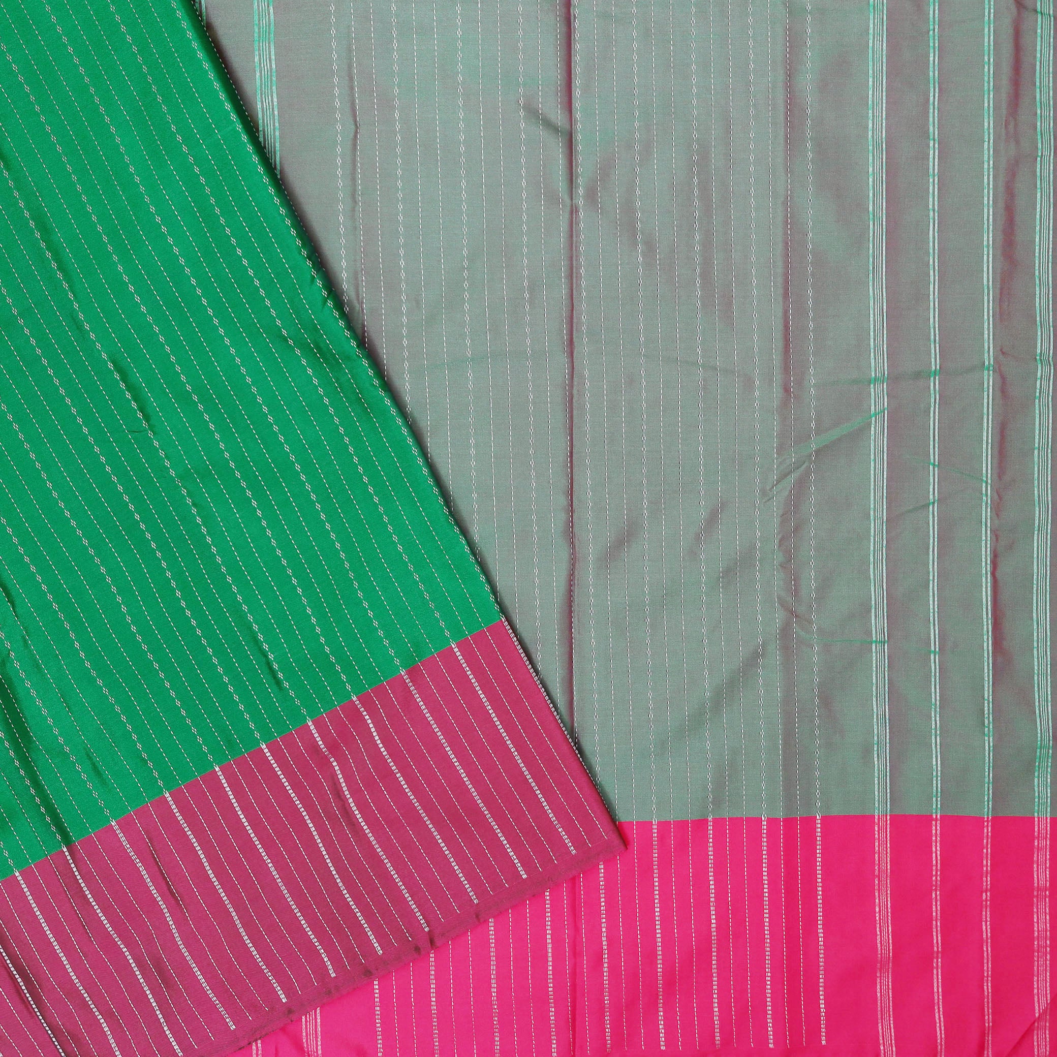 Green With Pink Arani Silk Saree