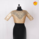 Gold color Net floral embroidered sequins embellished front open blouse - Thenianantham