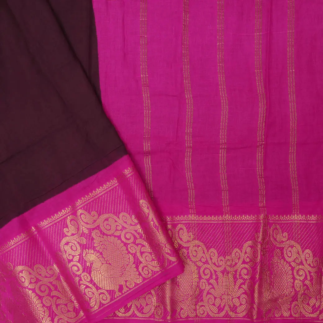 Dark purple with magenta Sungudi Cotton Saree without Blouse