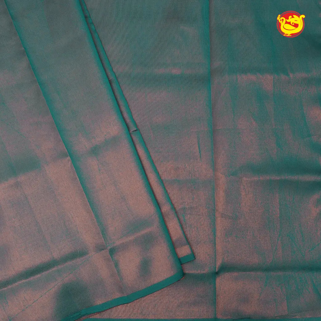 Peacock Blue Tissue Semi Silk Saree