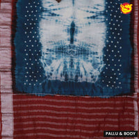 Grey with maroon chanderi saree with tie and dye prints