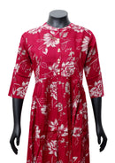 Red Printed Ladies Branded Readymade Long Top