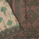 beige with light brown Sungudi Cotton Saree without Blouse