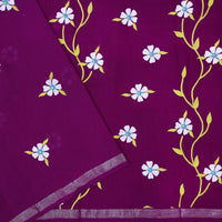 Dark Purple Linen Cotton Saree with Contrast Blouse