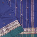 Navy Blue With Dark Green  Pure  Cotton Saree without Blous