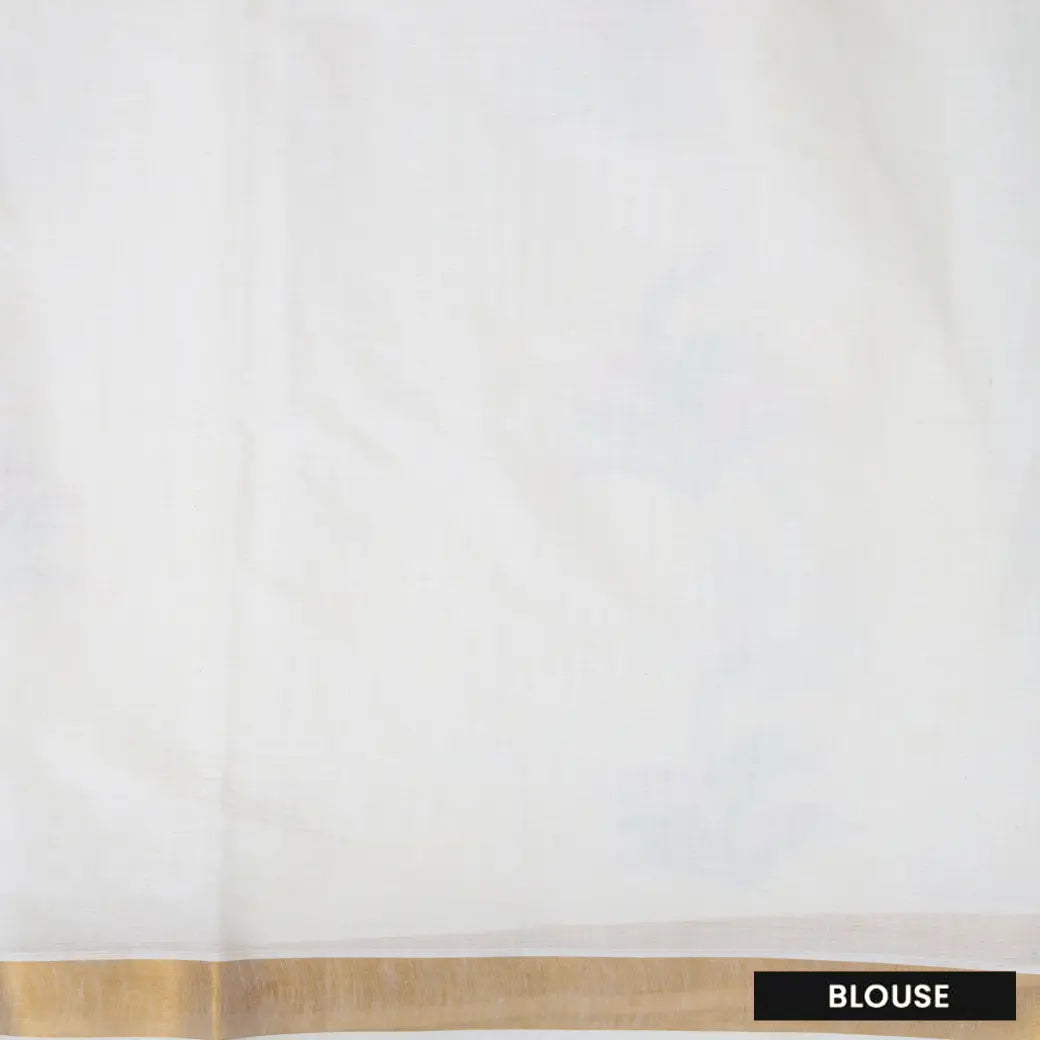 Southloom Exclusive Onam Kerala Traditional Fancy Border Floral Cotton Saree (Matching Plain Blouse Included)
