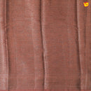 Unique Dark Brown Chanderi Silk Saree with Floral Motifs and Copper Zari Border - Thenianantham