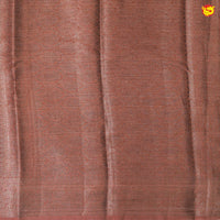 Unique Dark Brown Chanderi Silk Saree with Floral Motifs and Copper Zari Border - Thenianantham