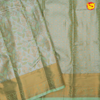 Pastel Green Leaf's Motifs Tussar Silk Saree