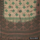 beige with light brown Sungudi Cotton Saree without Blouse