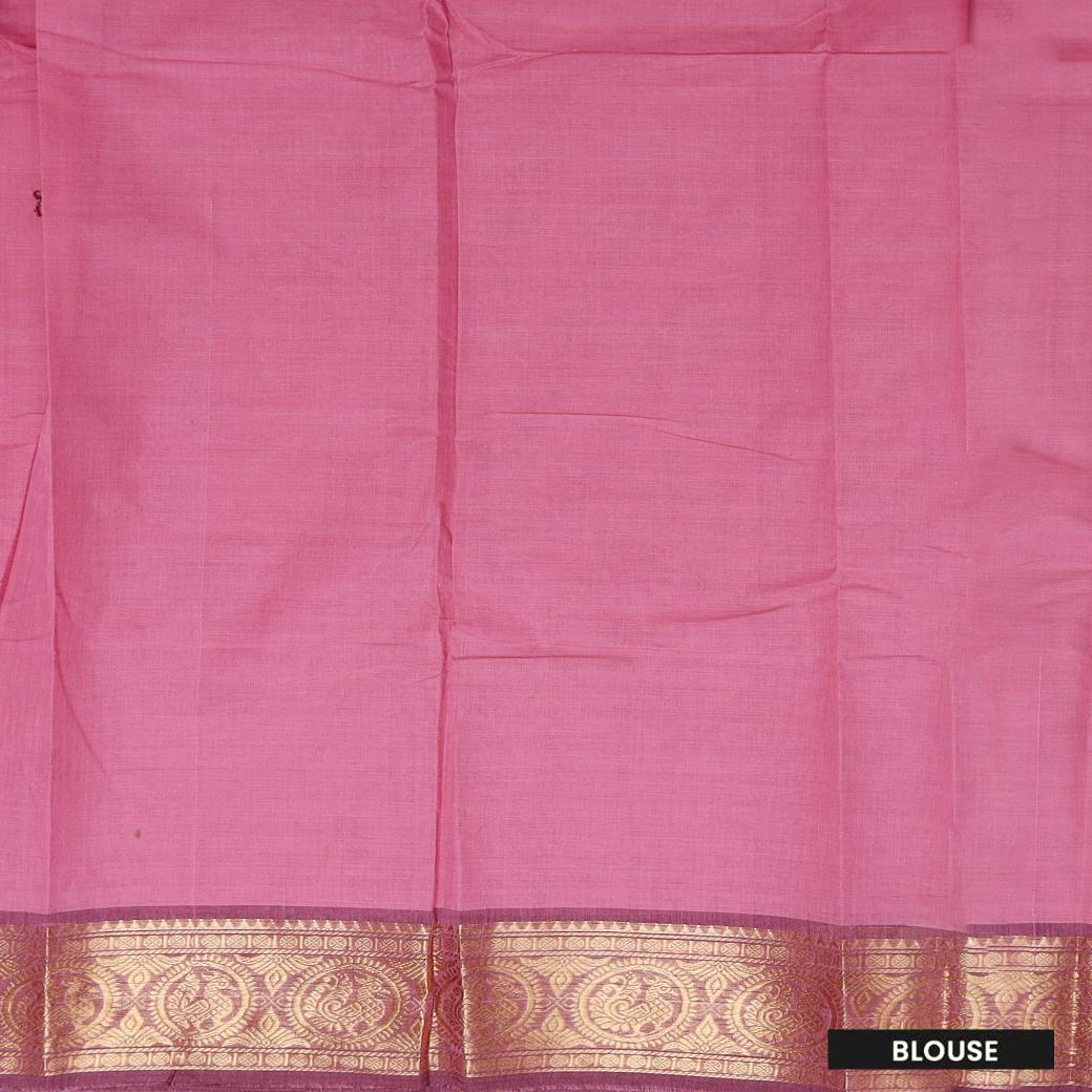 Light Pink With Copper Zeri Border  Pure Cotton Saree