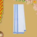 Light Blue With White Readymade Shirt And Matching Border Dhoti Set for Men