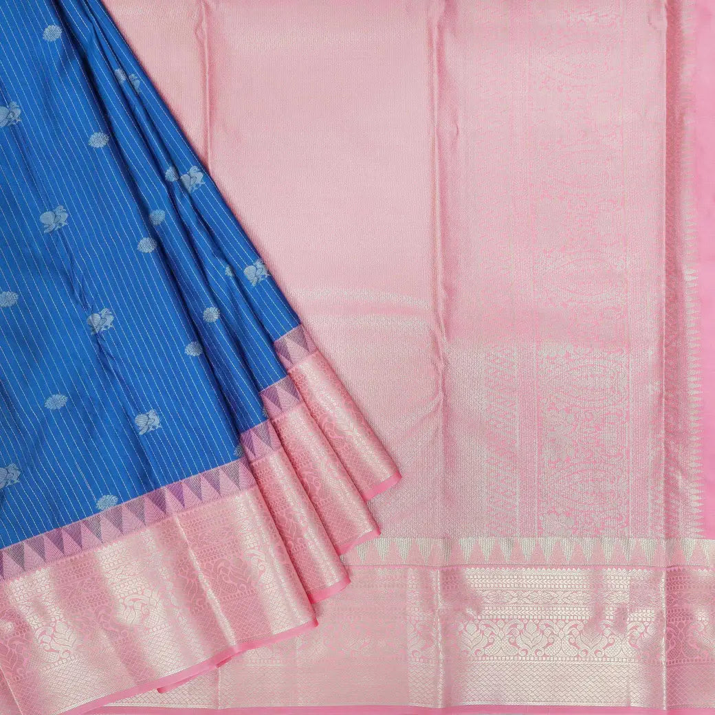 Royal Blue with Baby Pink Vairasoosi Soft Silk Saree