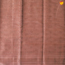 Unique Dark Brown Chanderi Silk Saree with Floral Motifs and Copper Zari Border - Thenianantham