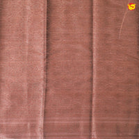 Unique Dark Brown Chanderi Silk Saree with Floral Motifs and Copper Zari Border - Thenianantham