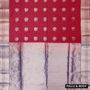 Red with Teal Blue Soft Silk Saree