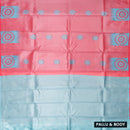 Rose Pink with Blue Litchi Silk Saree