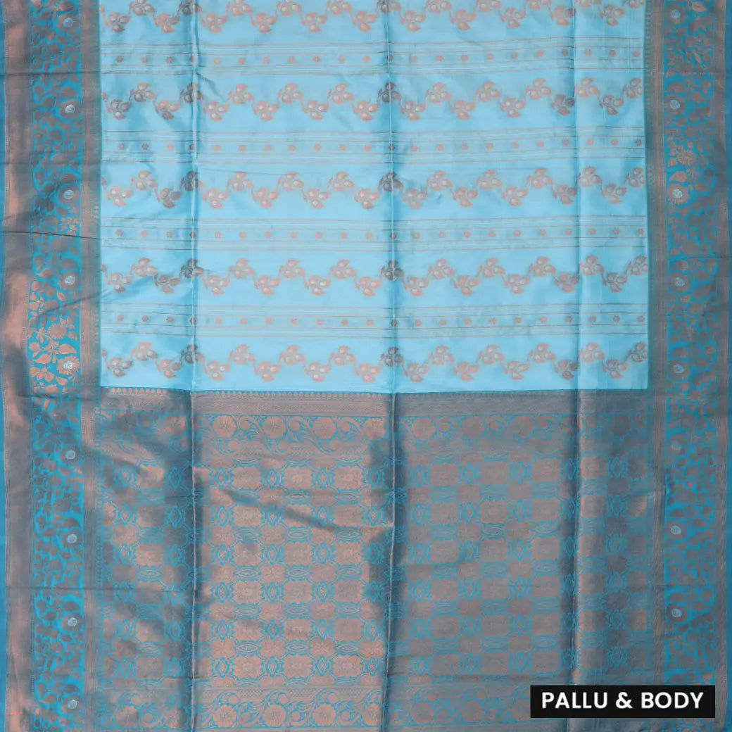 Teal blue and green Soft Silk Saree