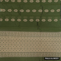 Moss green With Sandal Zari  Silk Cotton Saree