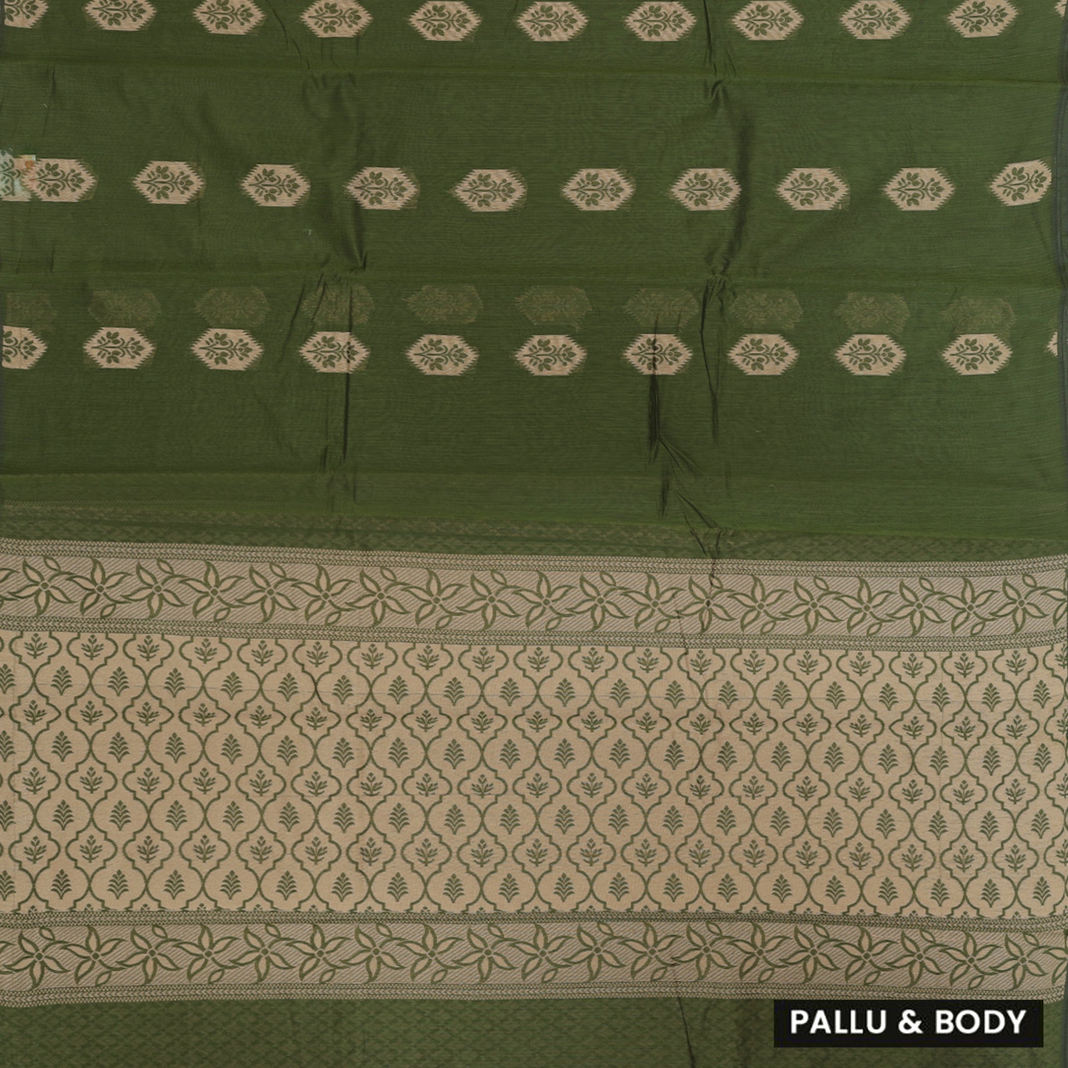 Moss green With Sandal Zari  Silk Cotton Saree