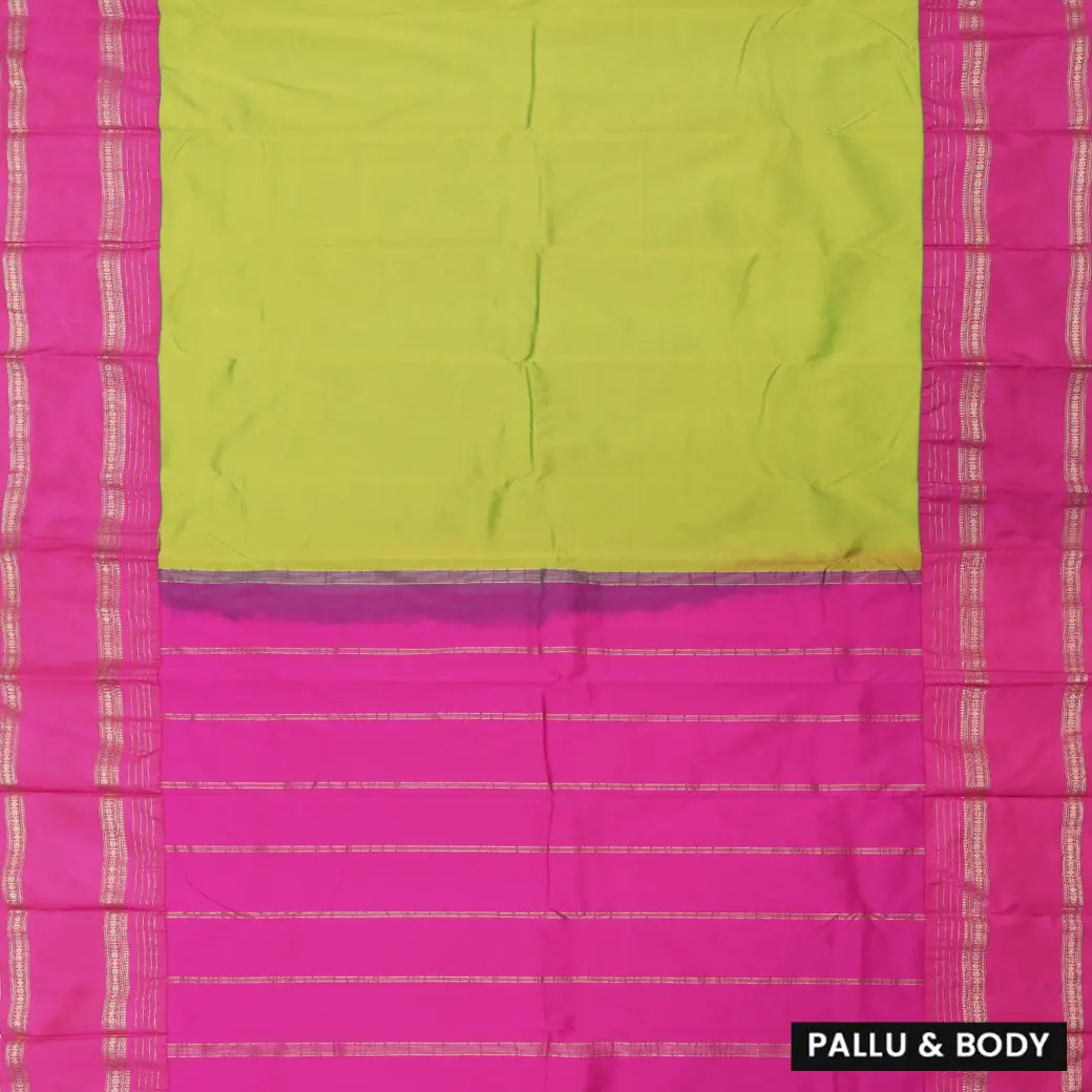 Pista Green and Magenta Soft Silk Saree