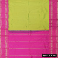 Pista Green and Magenta Soft Silk Saree