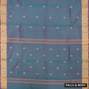 Teal and Purple With Maroon  Pure Chettinad Cotton Saree without Blouse