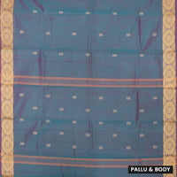 Teal and Purple With Maroon  Pure Chettinad Cotton Saree without Blouse