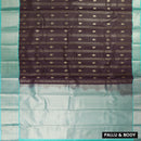 Dark Brown With  Teal Green Gold Zari Yuvana Semi Soft Silk Saree