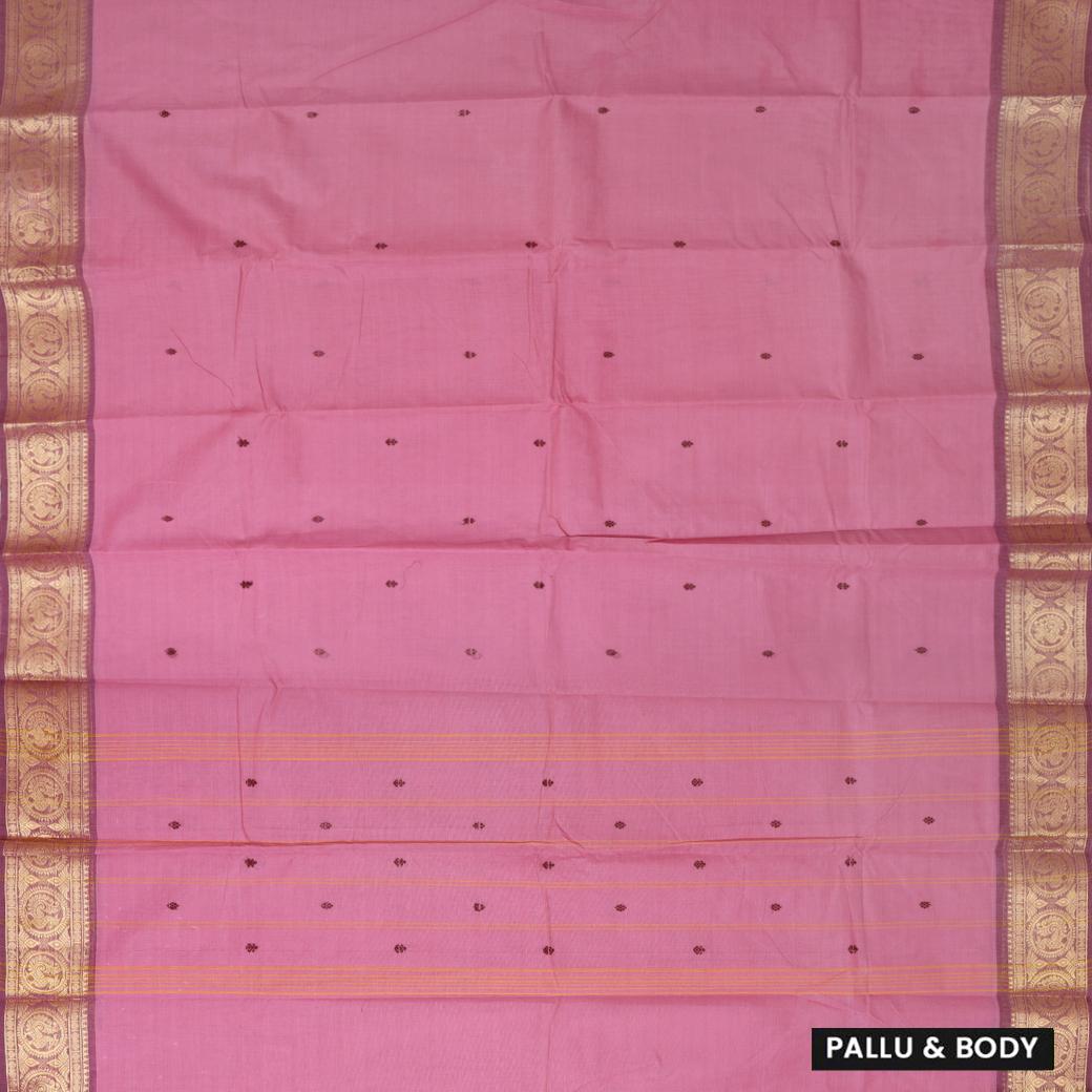 Light Pink With Copper Zeri Border  Pure Cotton Saree