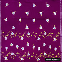 Dark Purple Linen Cotton Saree with Contrast Blouse