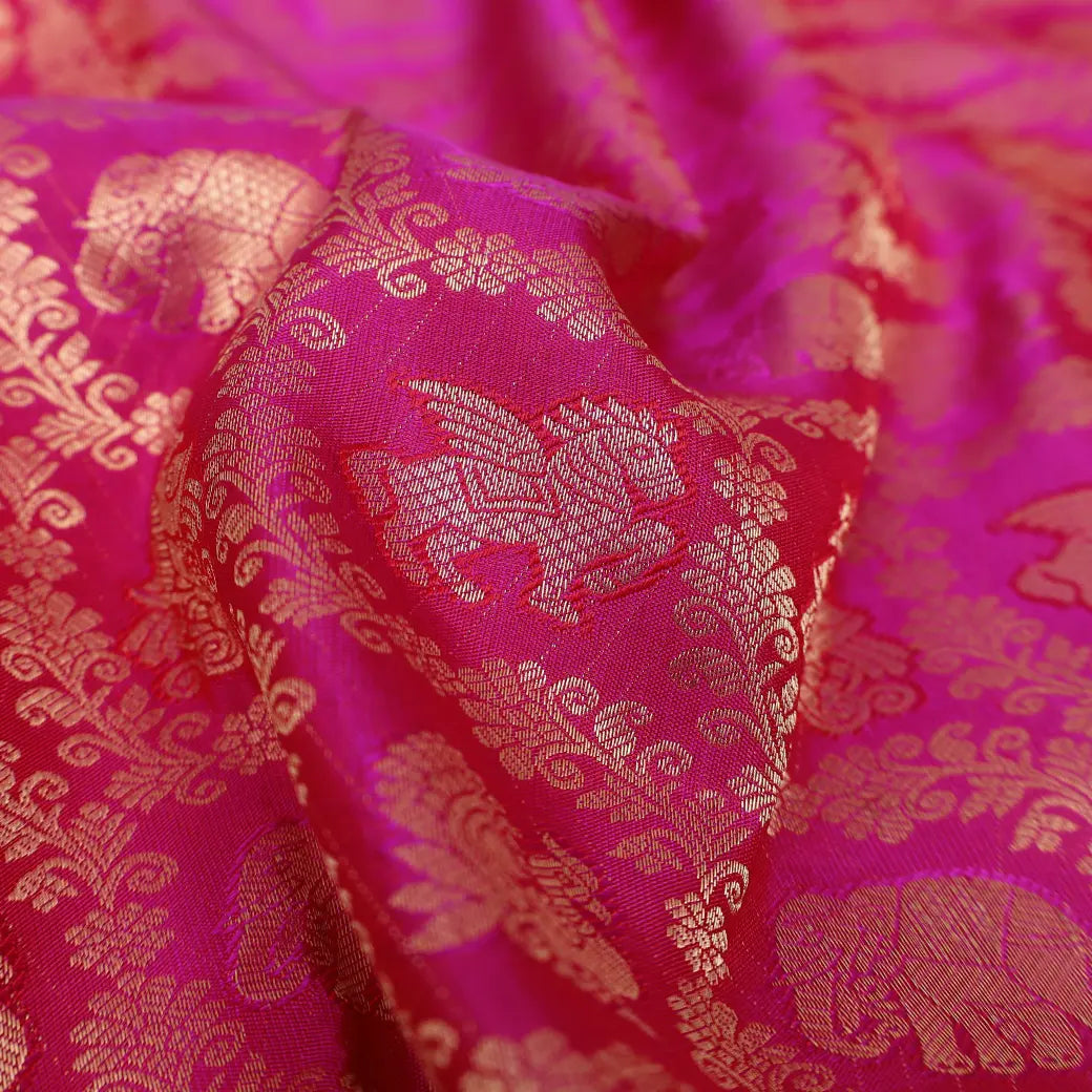 Pink With Gold Zeri Subalaya Wedding Silk Saree
