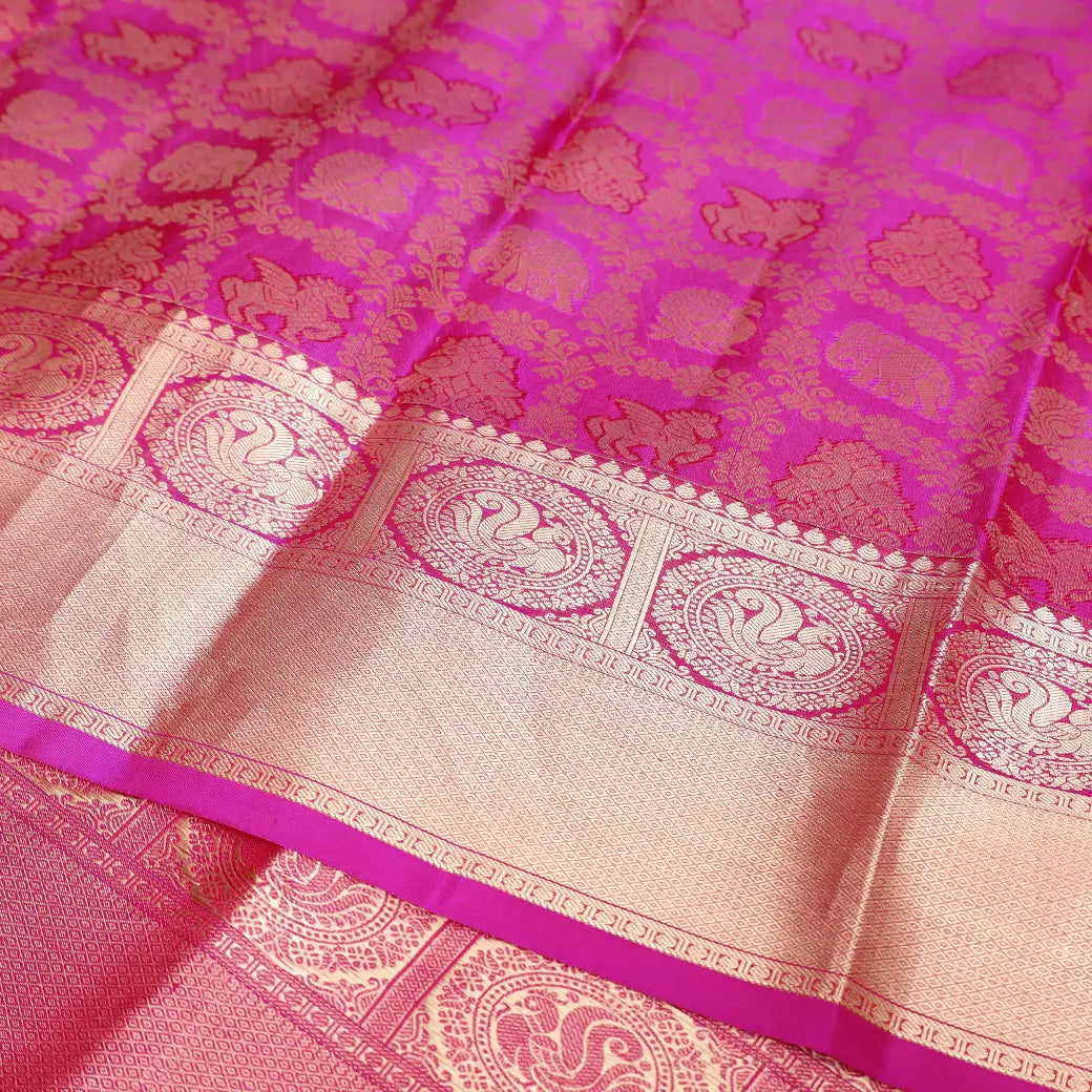 Pink With Gold Zeri Subalaya Wedding Silk Saree