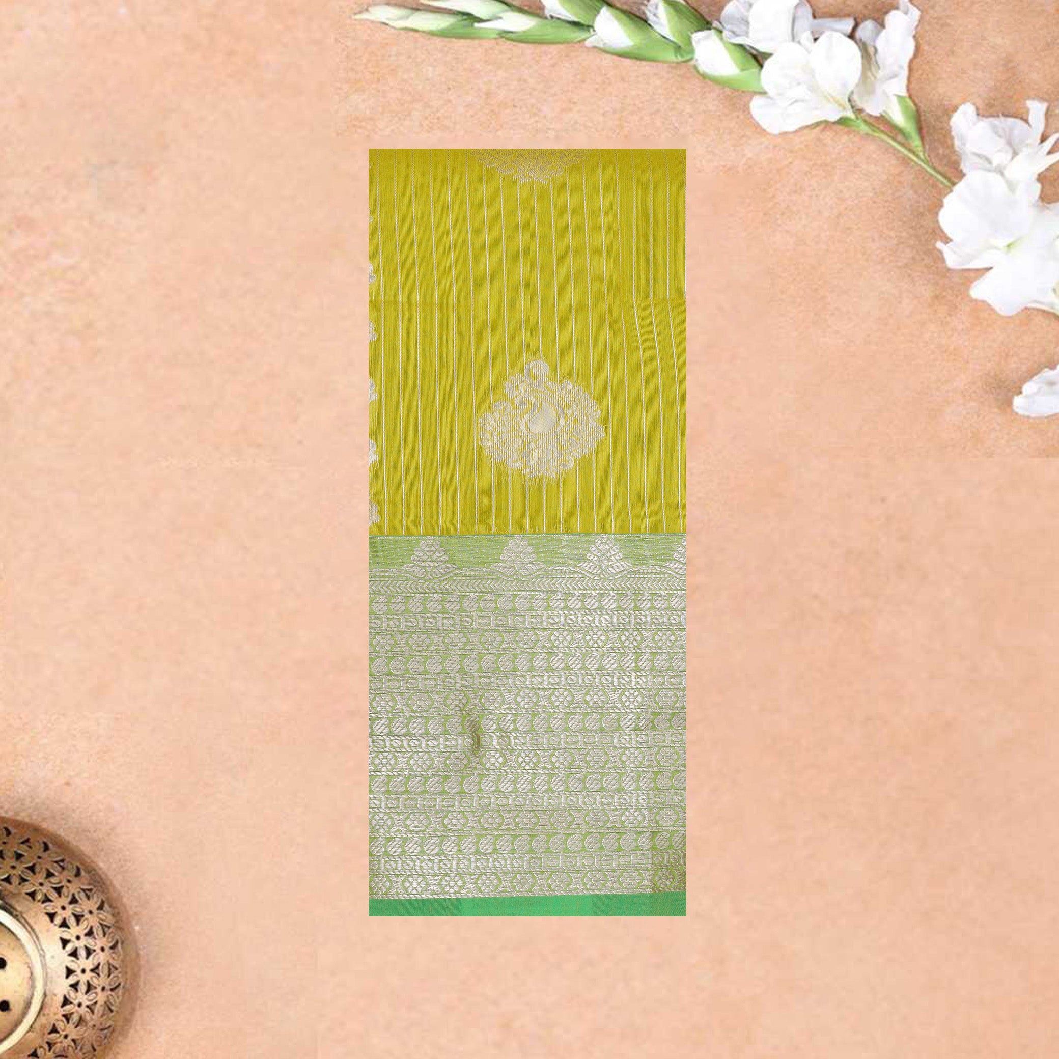 Lime Green With  Green Silk Cotton Saree