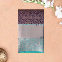 Dark Navy Blue  With Green Wedding Silk Saree