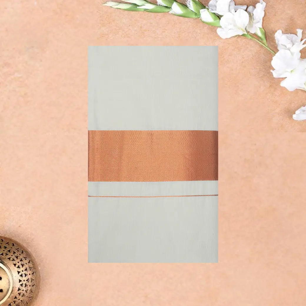 Southloom Exclusive Onam Kerala Traditional  gold Border off white  Cotton Saree (Matching Plain Blouse Included)