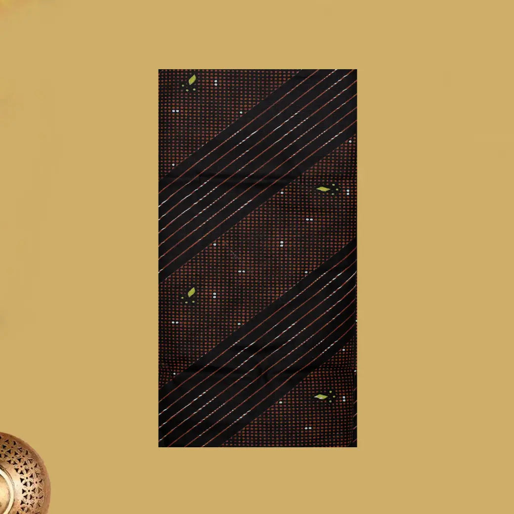 Black with Brown flower design Cotton Printed Lungi