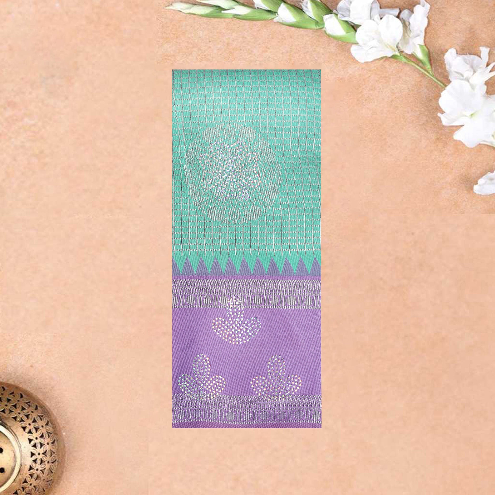 Green with Light Lavender Kubera Silk Saree
