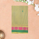 Light Yellow With Pink And Green Pure Chettinad Cotton Saree without Blouse