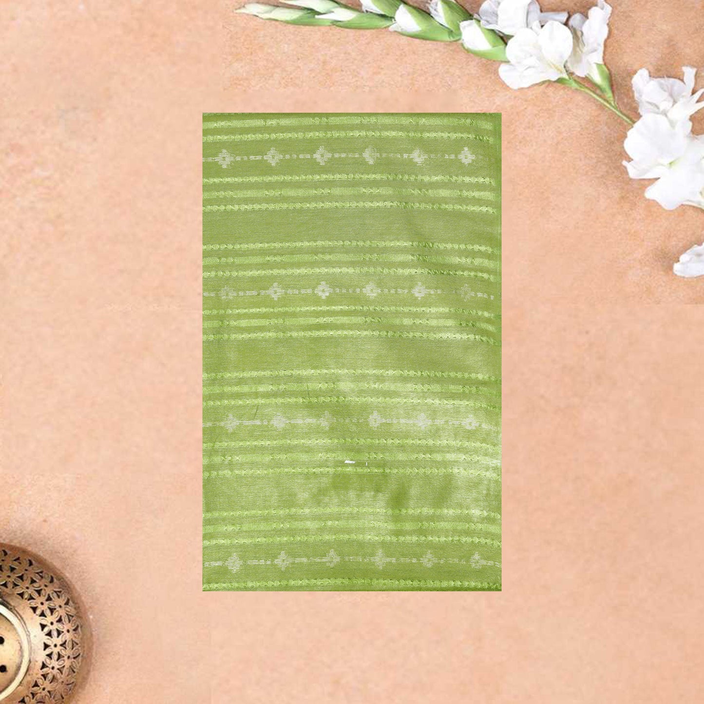 Lime green Colour Trendy Linen Saree