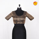 Black with gold Zari Cotton Silk Readymade Blouse - Thenianantham