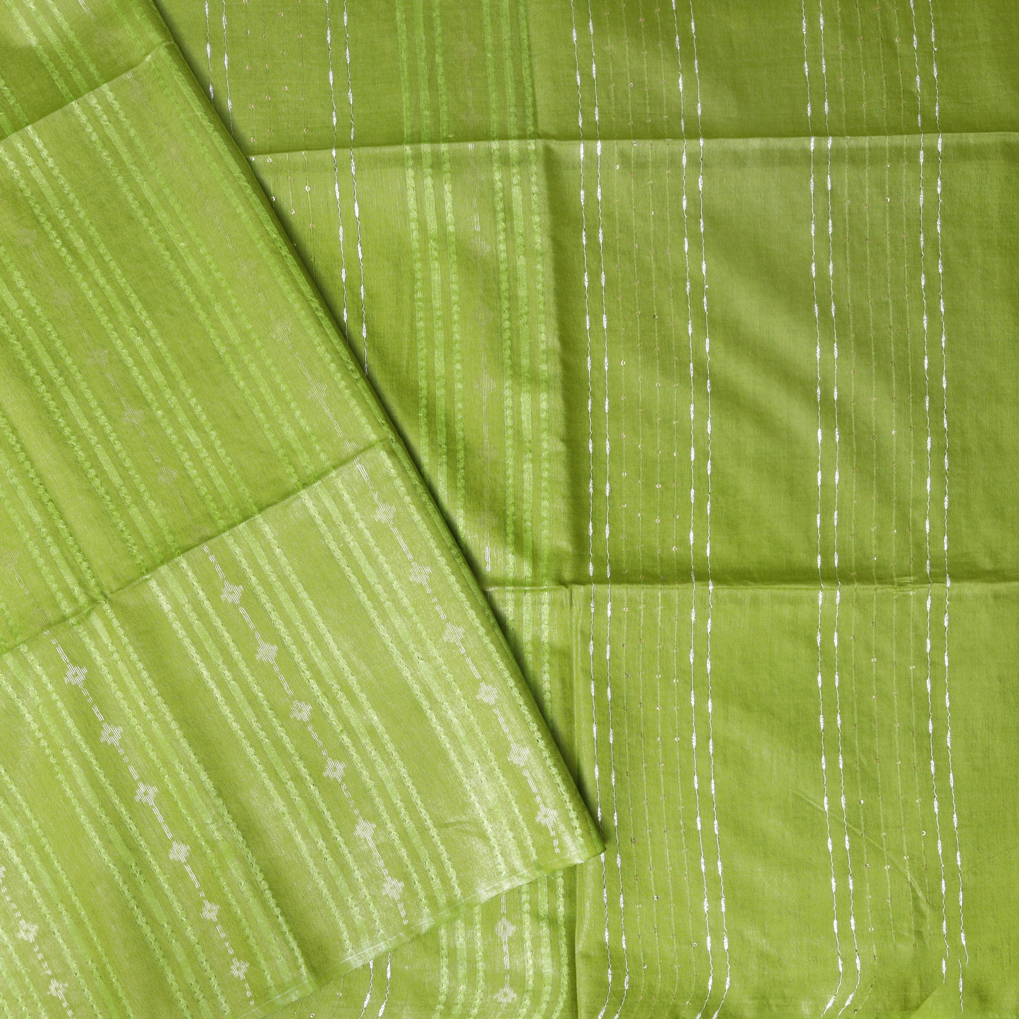 Lime green Colour Trendy Linen Saree