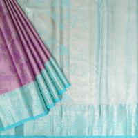 Lavender With Turquoise Blue Tissue Meena Silk Saree