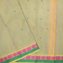 Light Yellow With Pink And Green Pure Chettinad Cotton Saree without Blouse