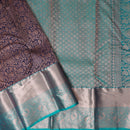 Dark Navy Blue  With Green Wedding Silk Saree