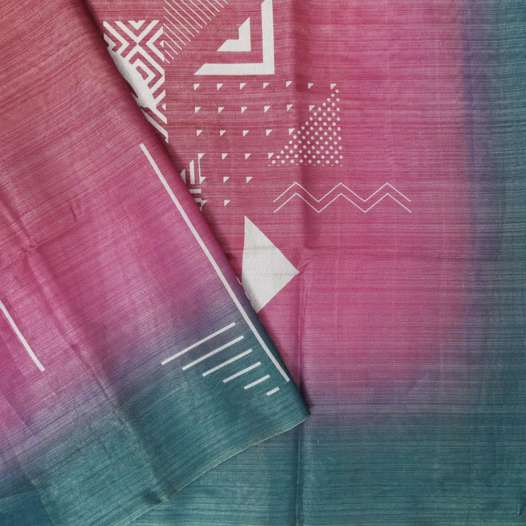 Pink with  Green Tissue Silk Saree