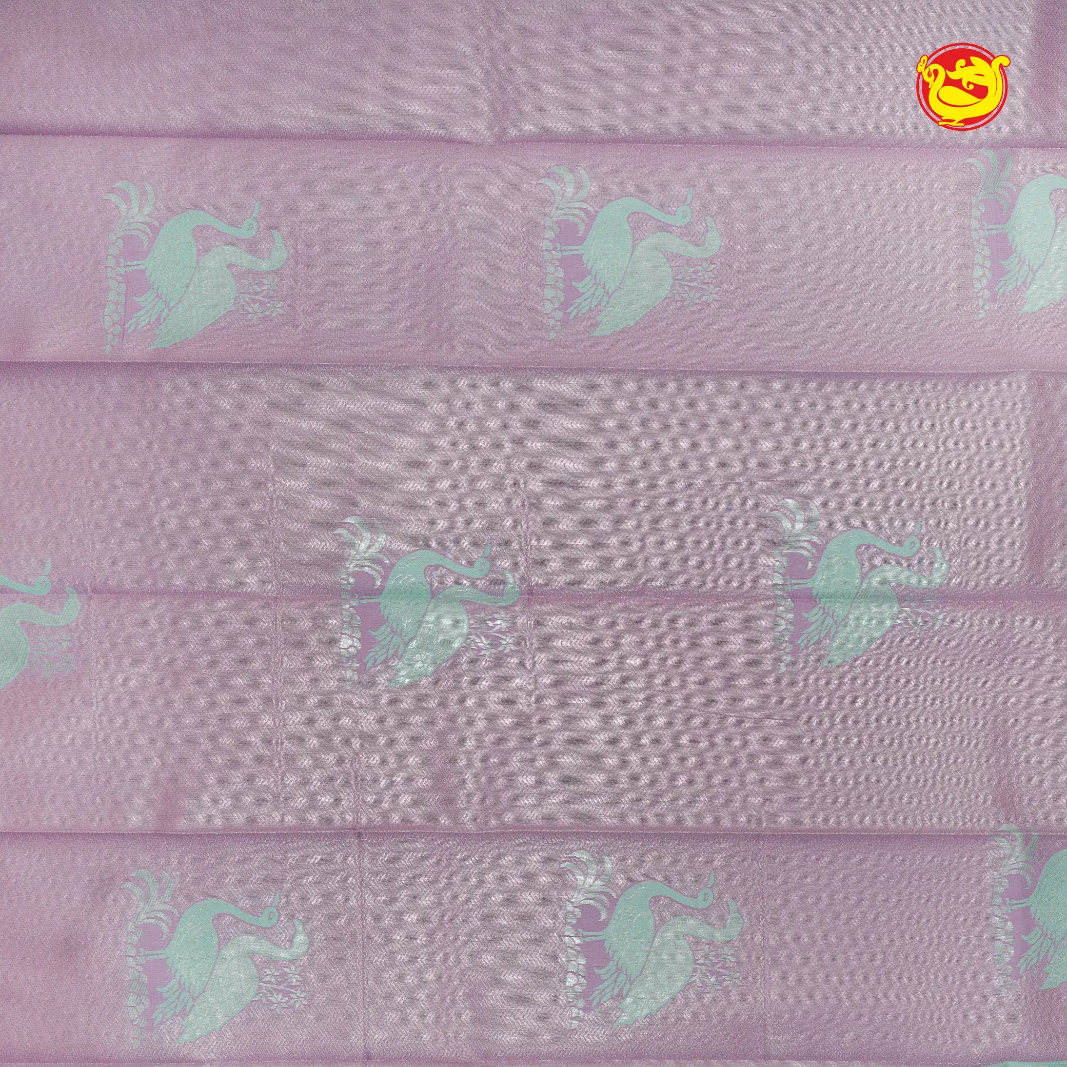 Purple with Water Green Flamingo Motifs Kubera Pattu Saree