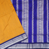 Mustard Yellow and Royal Blue Premium Quality Kalyani Cotton Saree