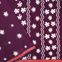 Dark Purple Linen Cotton Saree with Contrast Blouse