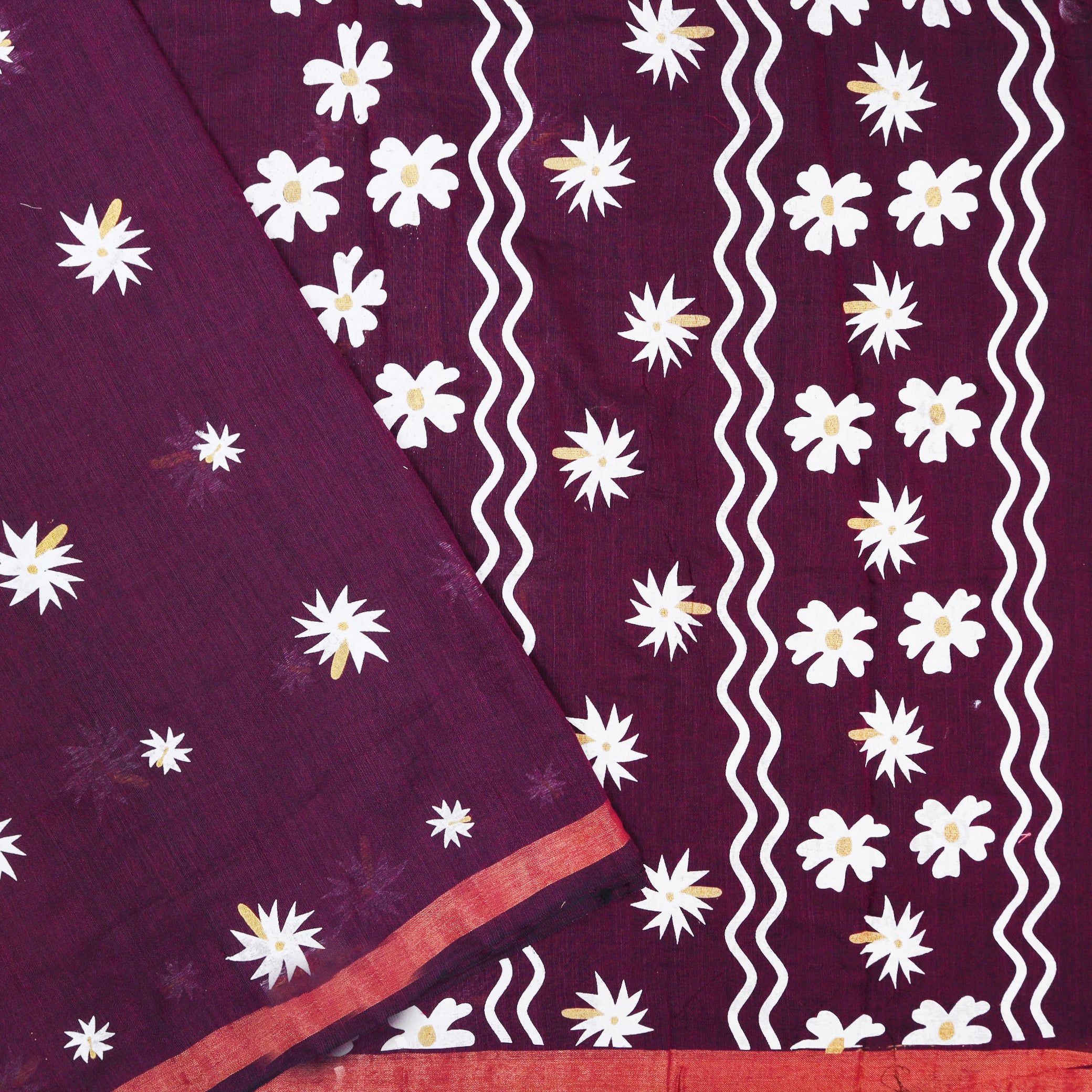Dark Purple Linen Cotton Saree with Contrast Blouse